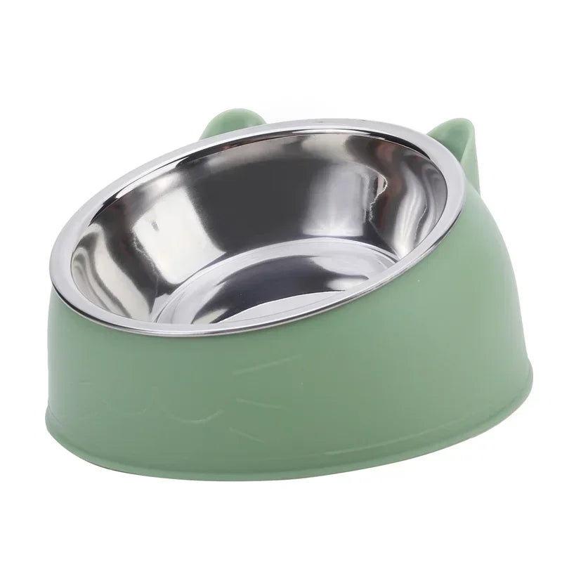 Tilted Stainless Steel Pet Bowl – Non-Slip Ergonomic Feeding Bowl