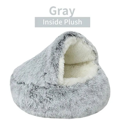 Plush Round Cat Bed – 2-in-1 Sleeping Bag Nest