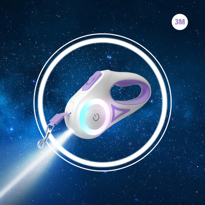 LED Retractable Dog Leash – Illuminated Auto-Roll Leash with Built-In Light