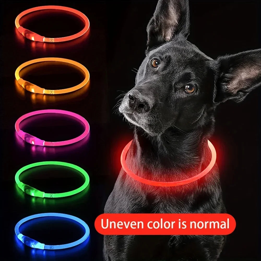 USB Rechargeable Fiber Optic LED Dog Collar – Luminous Night Safety Collar