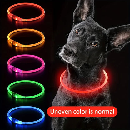 USB Rechargeable Fiber Optic LED Dog Collar – Luminous Night Safety Collar