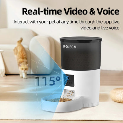 ROJECO Smart Pet Feeder with Camera – Automatic WiFi Food Dispenser