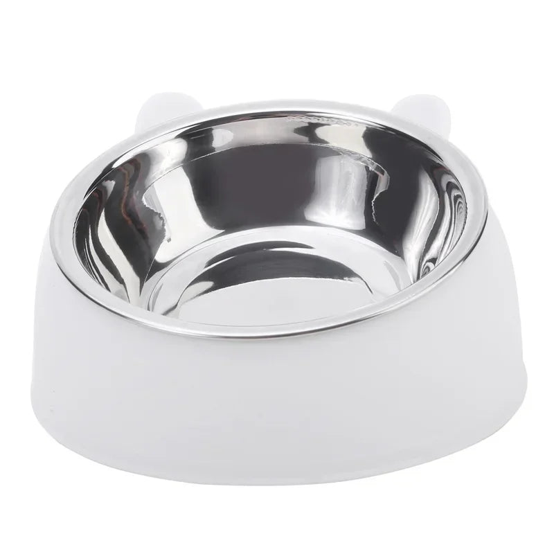 Tilted Stainless Steel Pet Bowl – Non-Slip Ergonomic Feeding Bowl