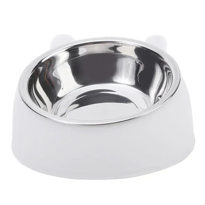 Tilted Stainless Steel Pet Bowl – Non-Slip Ergonomic Feeding Bowl