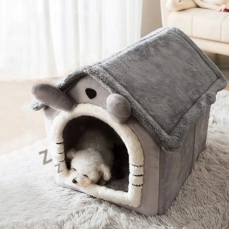 Foldable Pet House – Gray Bunny Ears