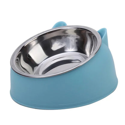Tilted Stainless Steel Pet Bowl – Non-Slip Ergonomic Feeding Bowl