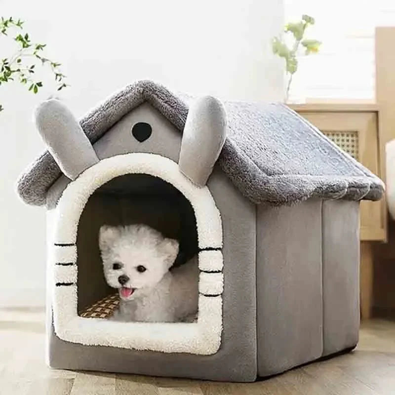 Foldable Pet House – Gray Bunny Ears