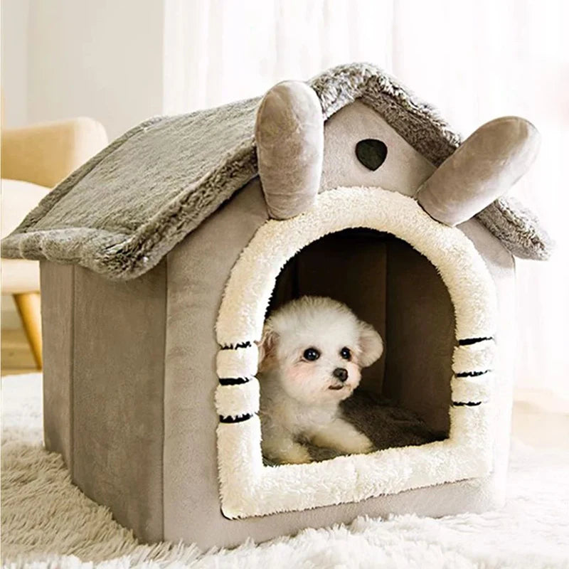Foldable Pet House – Gray Bunny Ears