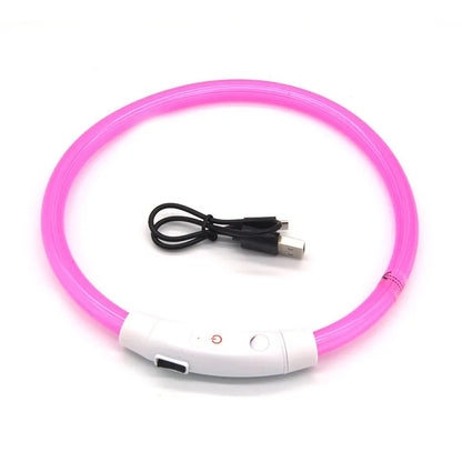 USB Rechargeable Fiber Optic LED Dog Collar – Luminous Night Safety Collar